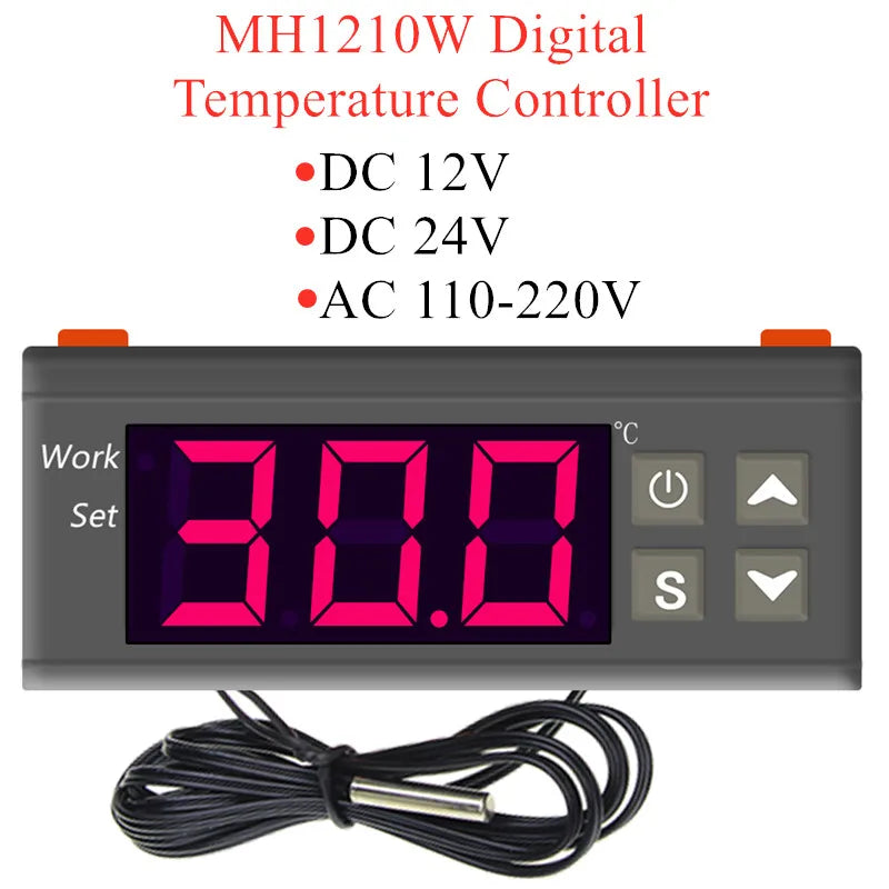 MH1210W Temperature Controller Thermostat -50~110°C NTC Sensor DC12V/24V AC110-220V for Incubator