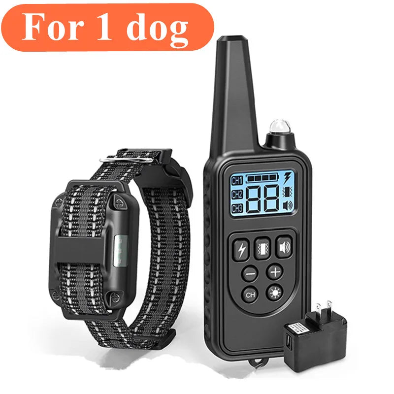 800m Waterproof Rechargeable Electronic Dog Training Collar with Nylon Rope Stop Barking