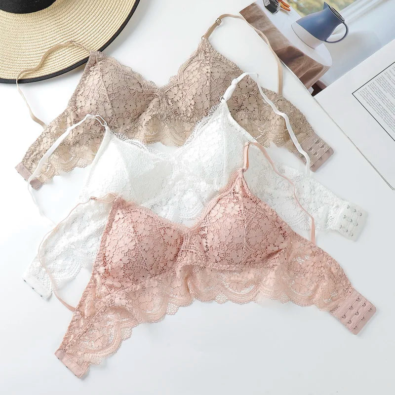 CowLost | floral-lace-bras-for-women-bralette-lace-underwear-sexy-lingerie-beauty-back-wire-free-brassiere-female-push-up-bra |8