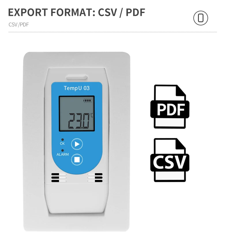 USB Temperature Data Logger Recorder 16000 Points with Built-in NTC Sensor for Warehouse and Refrigerated Transport