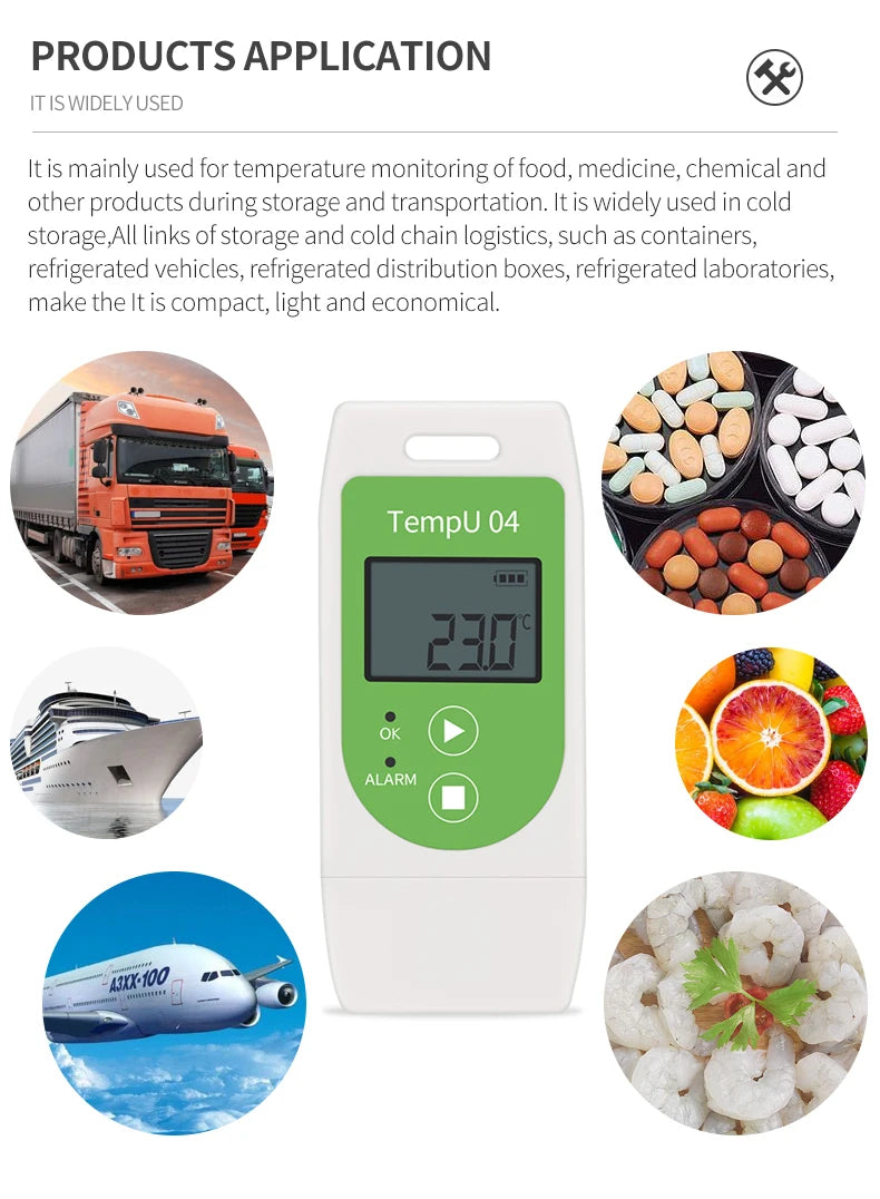 USB Temperature Data Logger Recorder 16000 Points with Built-in NTC Sensor for Warehouse and Refrigerated Transport