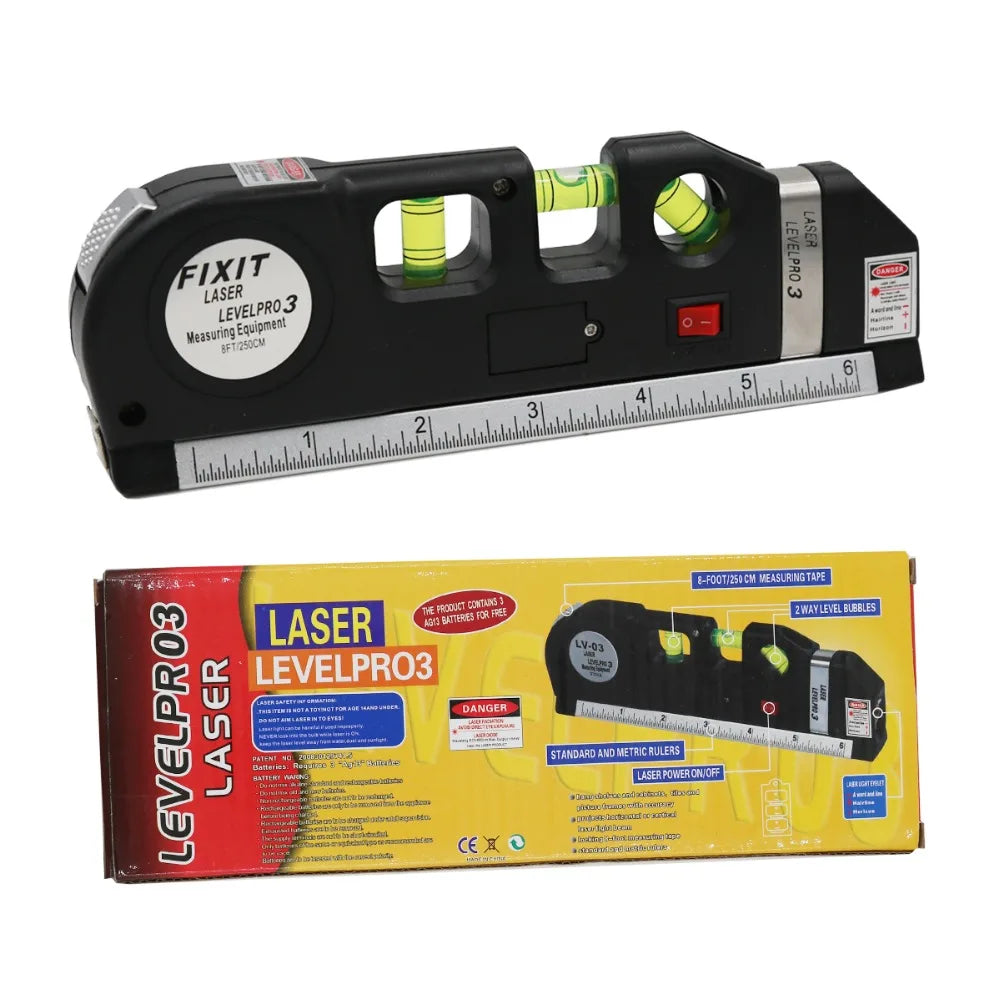Multipurpose Vertical & Horizontal Laser Level Tape Measure Ruler Cross Line Aligner