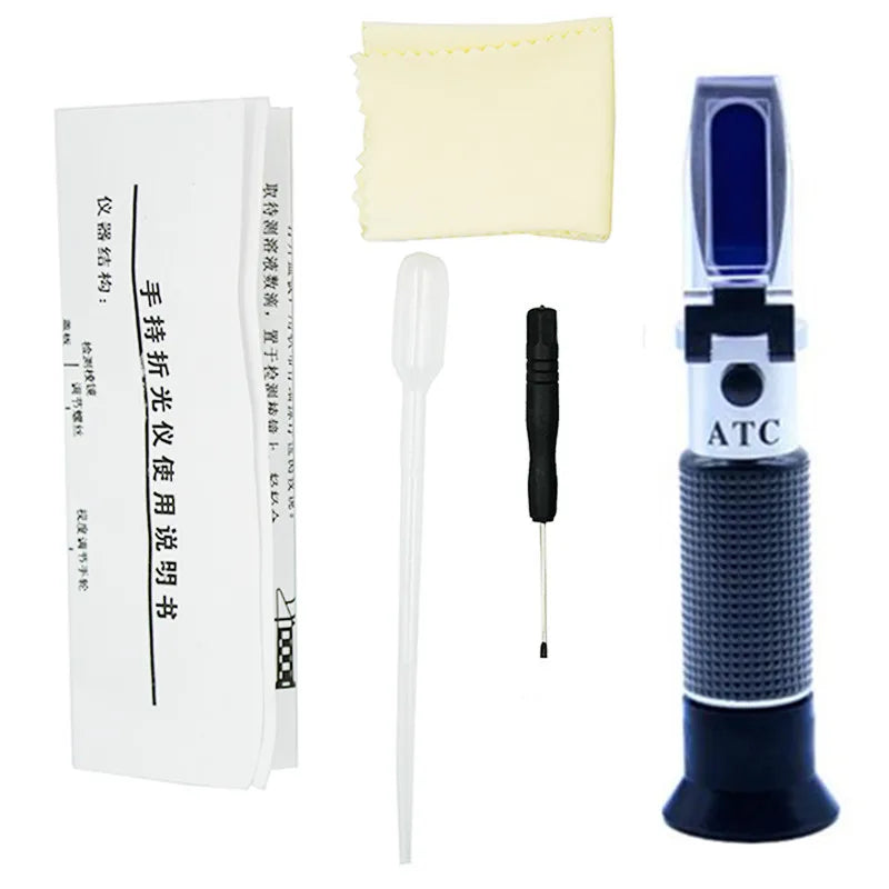 Handheld Brix & Salt Refractometer with ATC Dual Scale 0-32% Brix 0-28% Salt for Brine, Fruit, Beer