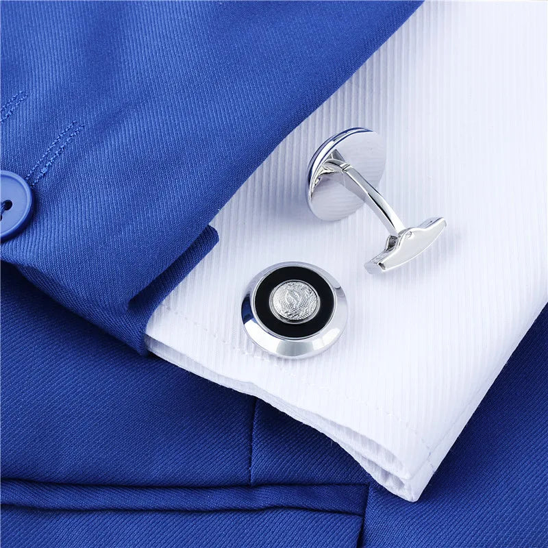 CowLost | clothing-accessories-hawson-d-initial-round-black-enamel-cufflinks-for-men |2
