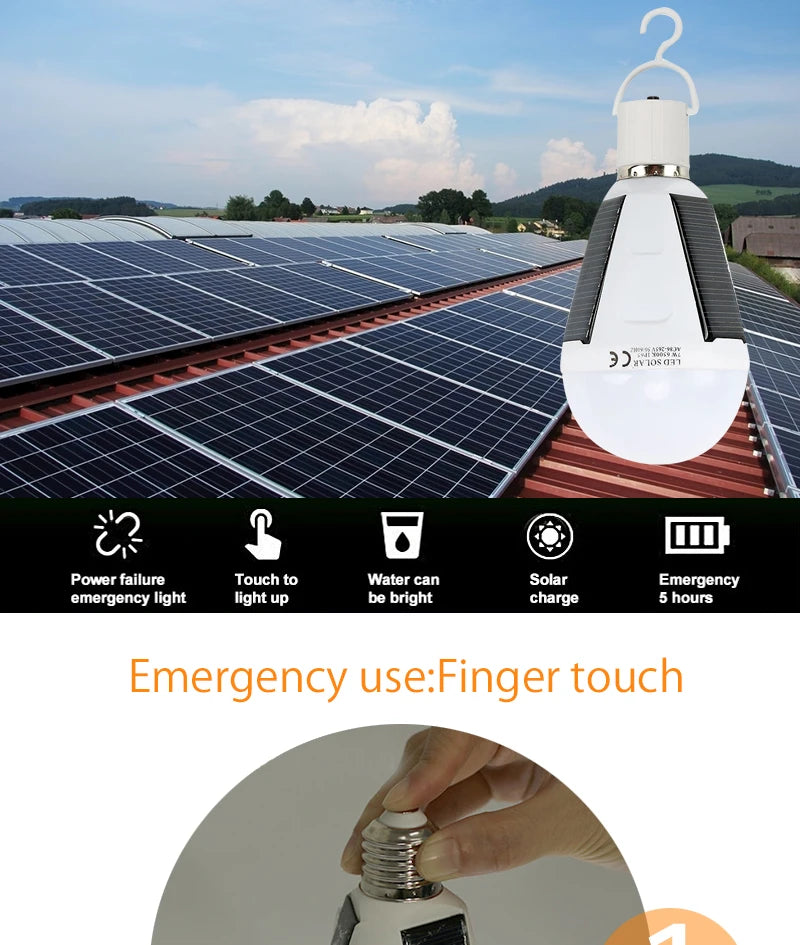 CowLost | rechargeable-led-bulb-e27-led-solar-lamp-7w-12w-85v-265v |8