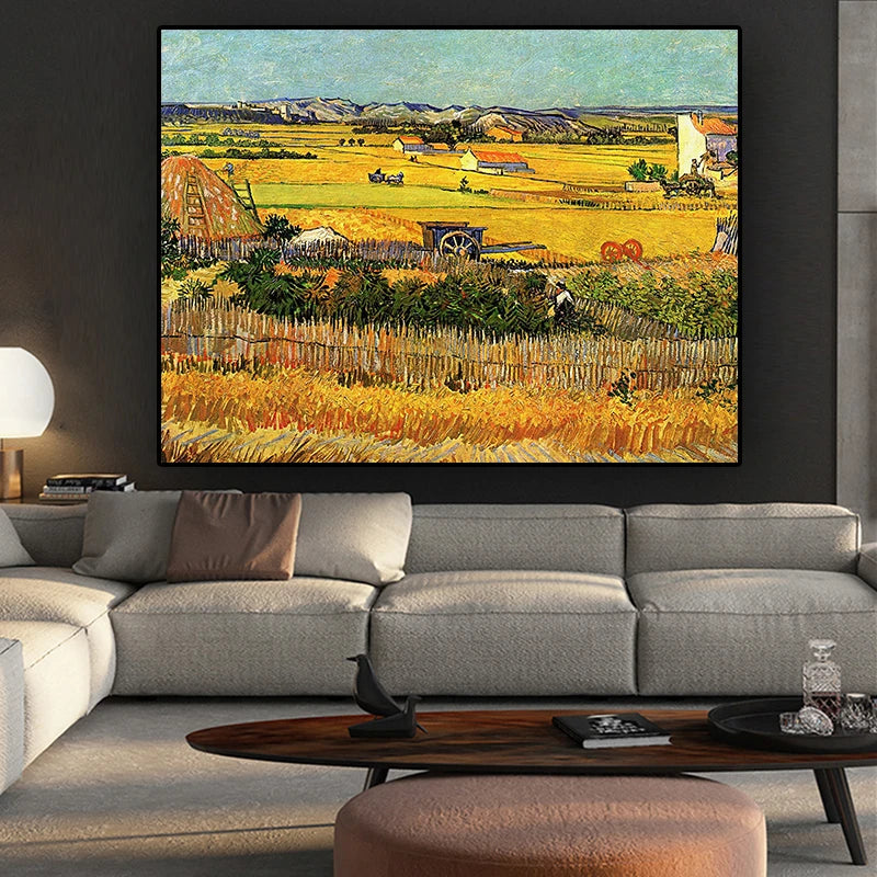 CowLost | harvest-at-la-crau-by-van-gogh-landscape-oil-painting-reproductions-on-canvas |12