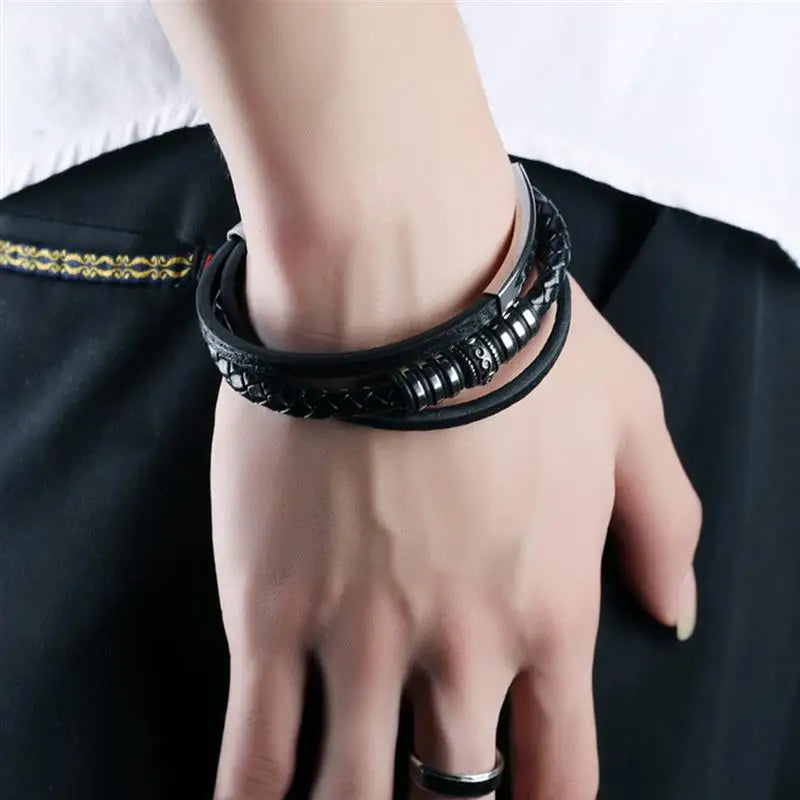 CowLost | badge-pass-holders-jiayiqi-mens-genuine-leather-fashion-bracelets-with-magnetic-clasp |4