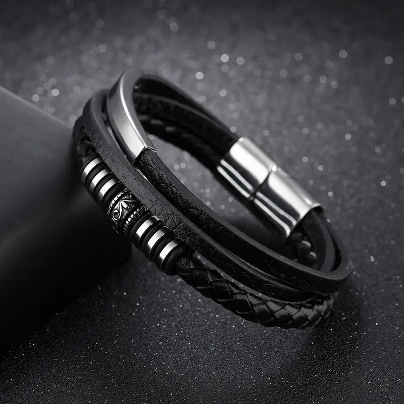 CowLost | badge-pass-holders-jiayiqi-mens-genuine-leather-fashion-bracelets-with-magnetic-clasp |2