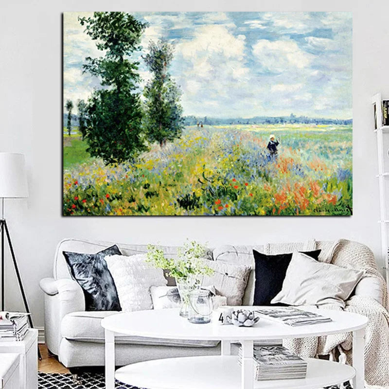 CowLost | print-claude-monet-poppies-at-argenteui-landscape-oil-painting-on-canvas |1