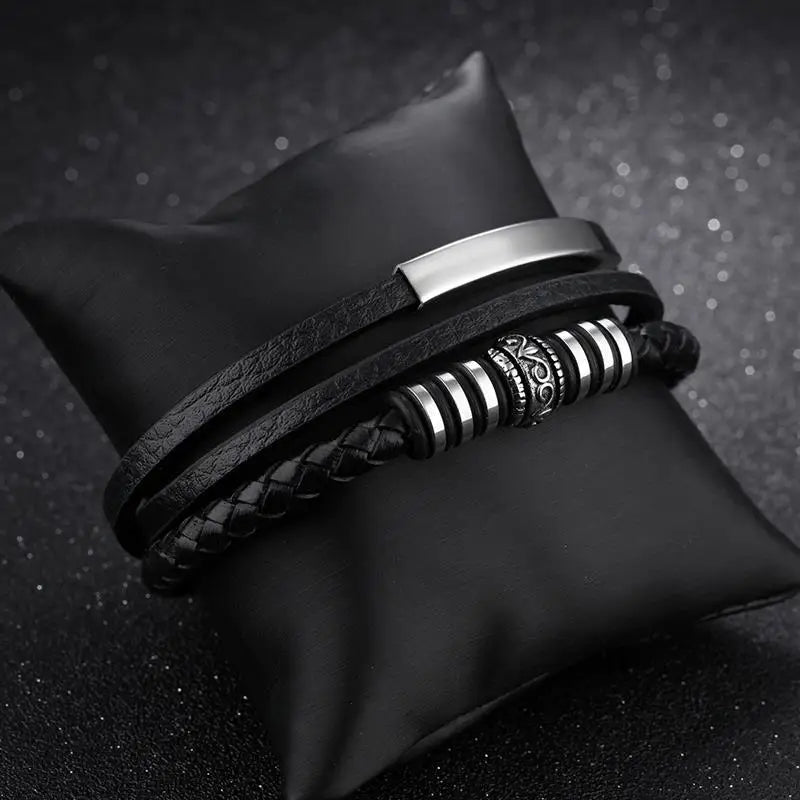 CowLost | badge-pass-holders-jiayiqi-mens-genuine-leather-fashion-bracelets-with-magnetic-clasp |3