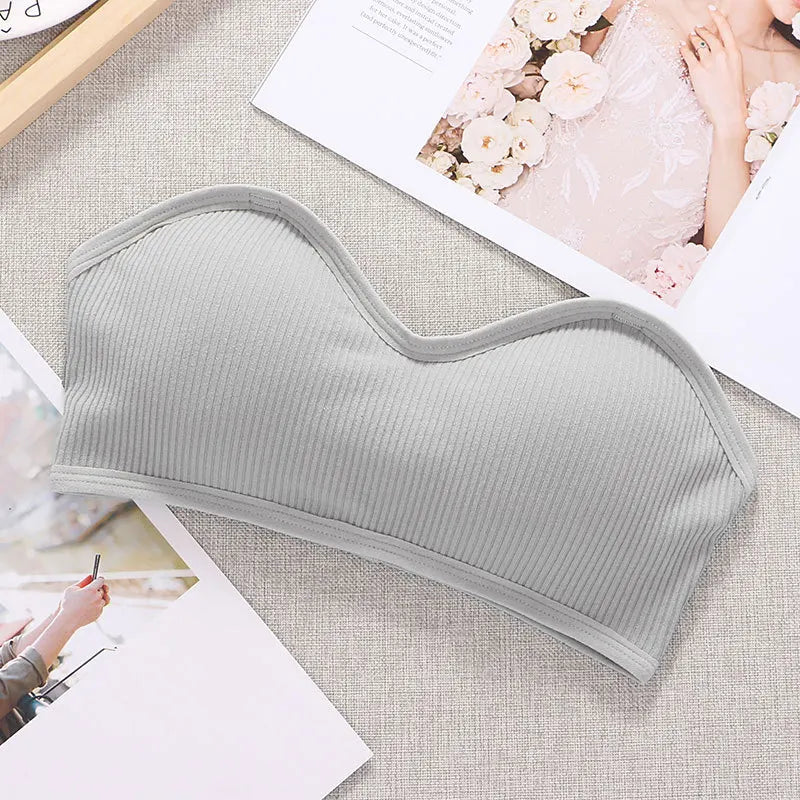 CowLost | strapless-bra-tube-top-women-crop-top-non-wire-invisible-bra-3-4-cup-underwear-sexy-lingerie-cotton-bandeau-bra-removable-pads |23