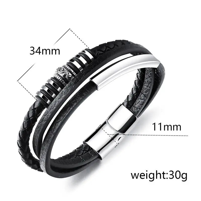 CowLost | badge-pass-holders-jiayiqi-mens-genuine-leather-fashion-bracelets-with-magnetic-clasp |6