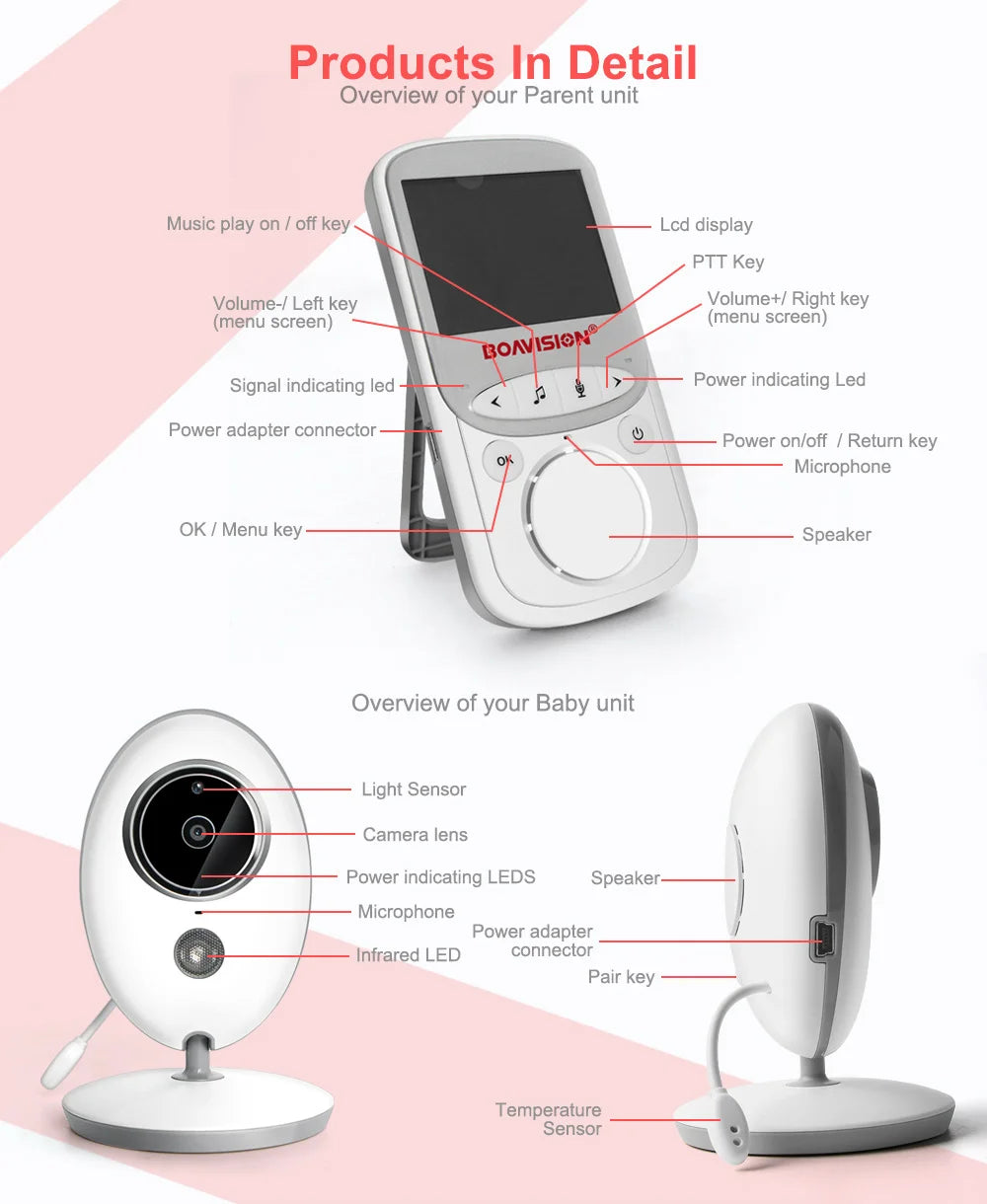 CowLost | wireless-lcd-audio-video-baby-monitor-vb605-radio-nanny-music-intercom-ir-24h-portable-baby-camera-baby-walkie-talkie-babysitter |16