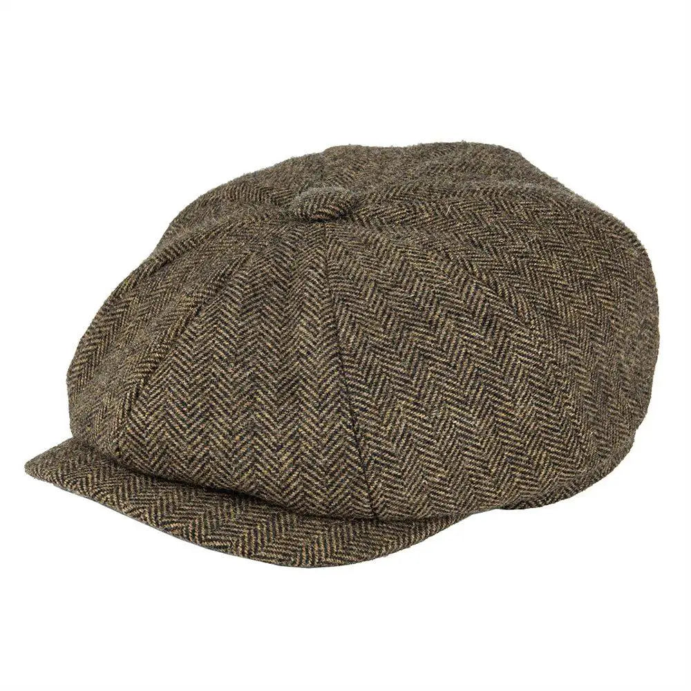 CowLost | botvela-wool-tweed-newsboy-cap-herringbone |17