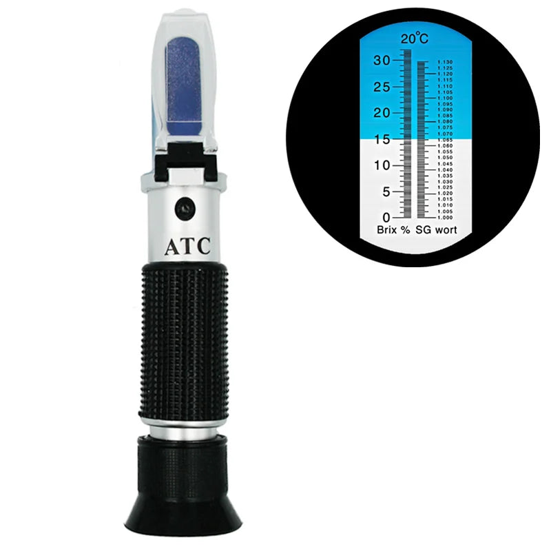 Beer Wine Wort Refractometer Dual Scale 0-32% Brix 1.000-1.130 SG with ATC Homebrew Hydrometer