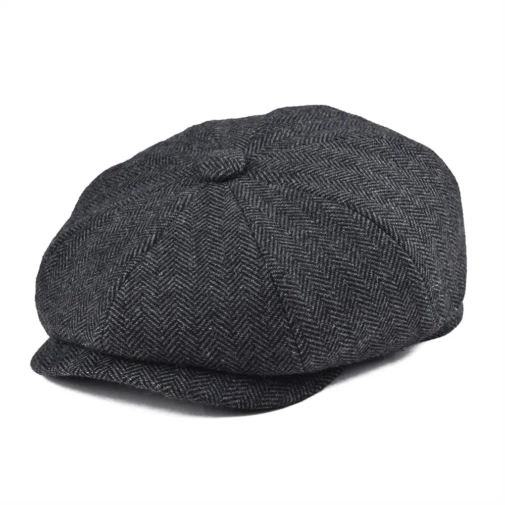 CowLost | botvela-wool-tweed-newsboy-cap-herringbone |16
