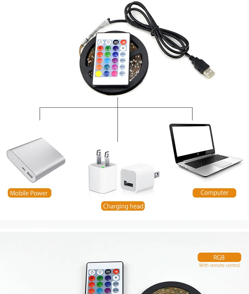 CowLost | usb-led-strip-lamp-2835smd-dc5v-flexible-led-light-tape-ribbon |8