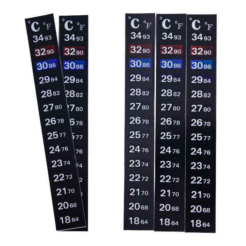 Aquarium Fish Tank Strip Thermometer Sticker Adhesive Dual Scale 18-34°C 1-5pcs Lot