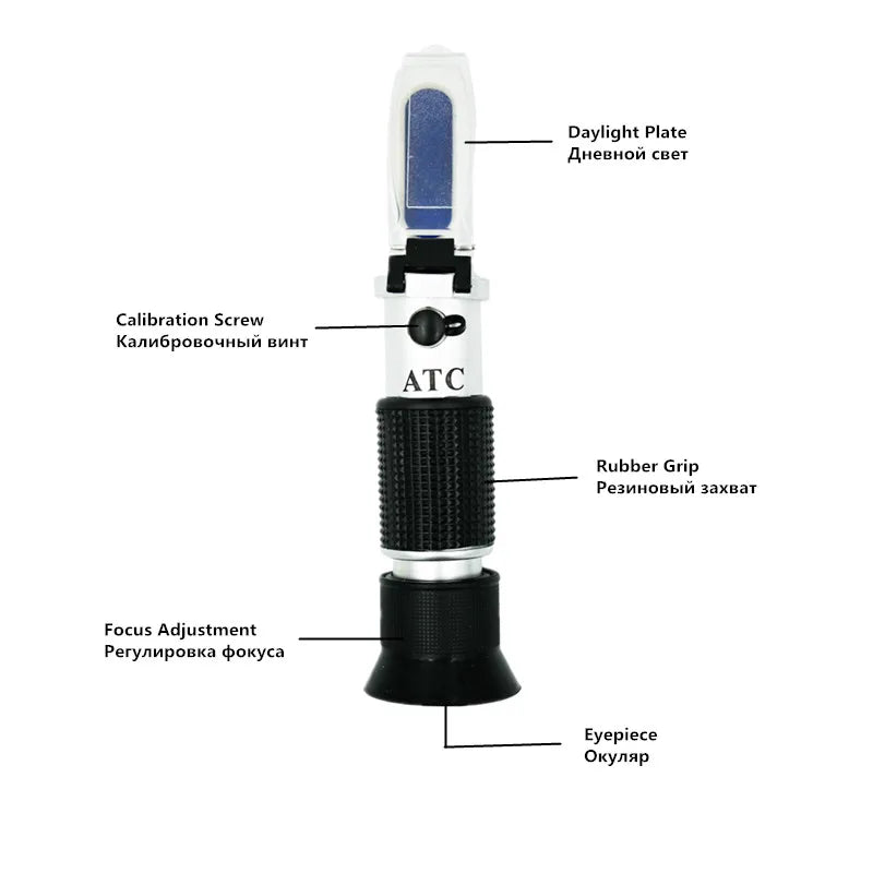 Handheld Brix & Salt Refractometer with ATC Dual Scale 0-32% Brix 0-28% Salt for Brine, Fruit, Beer