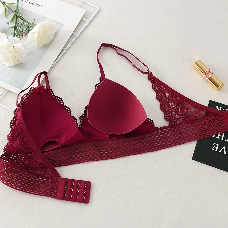 CowLost | product_id-floral-lace-v-neck-padded-non-wire-push-up-bralette-for-women |7