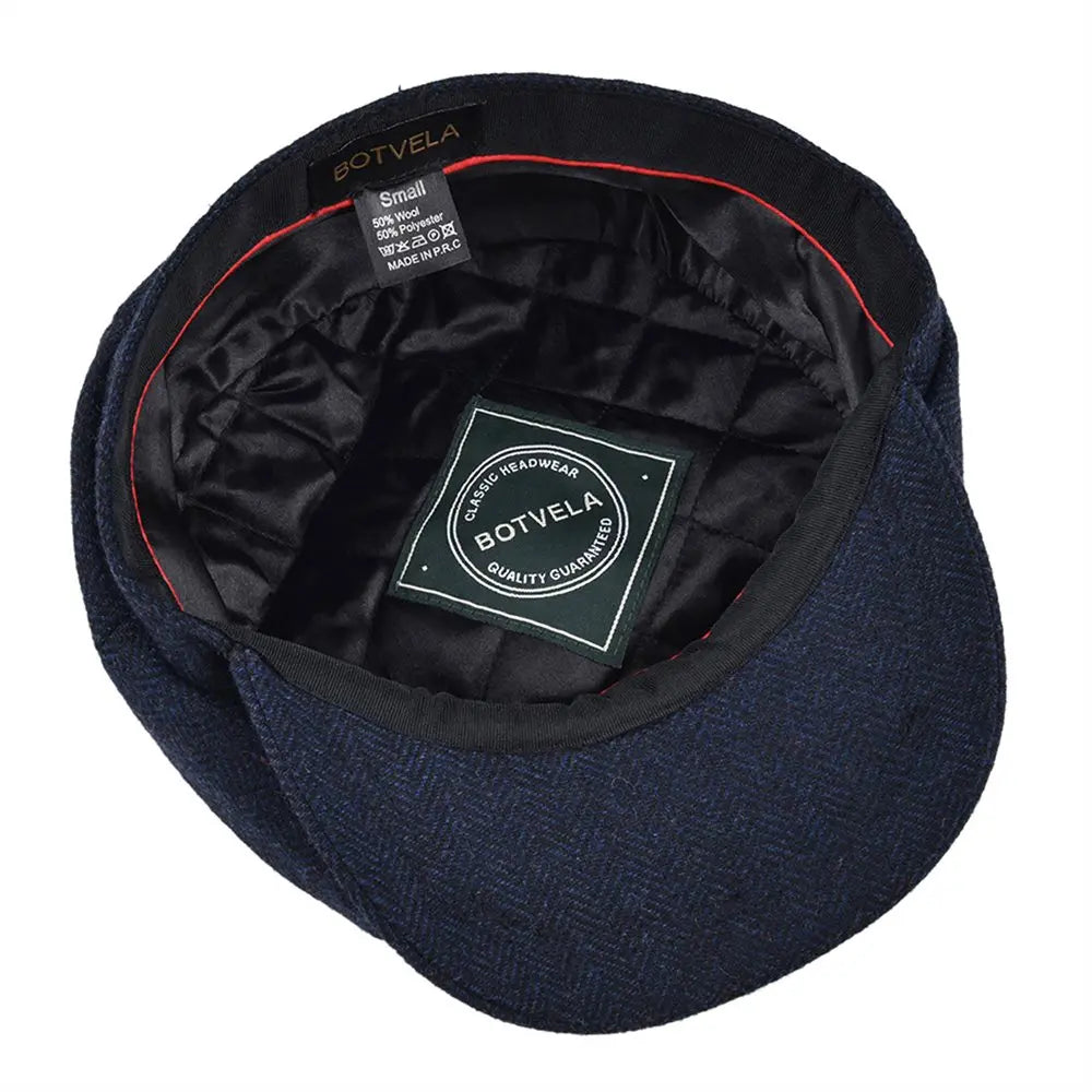 CowLost | botvela-wool-tweed-newsboy-cap-herringbone |6