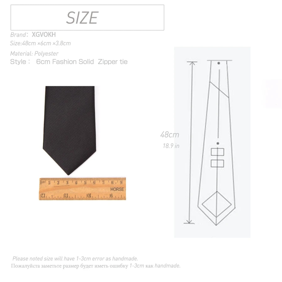 CowLost | men-necktie-zipper-lazy-tie-fashion-solid-6cm |2