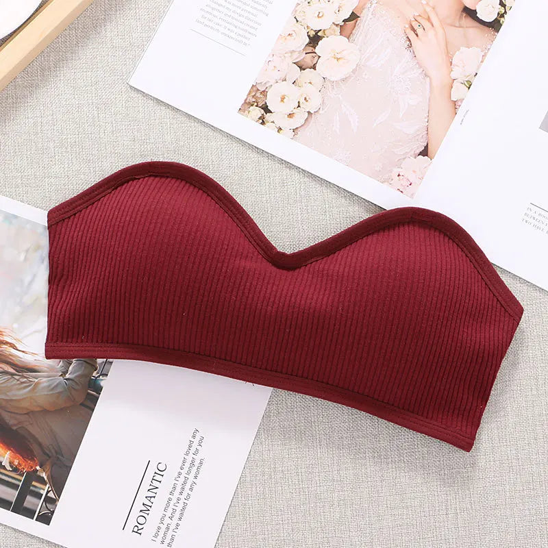 CowLost | strapless-bra-tube-top-women-crop-top-non-wire-invisible-bra-3-4-cup-underwear-sexy-lingerie-cotton-bandeau-bra-removable-pads |13