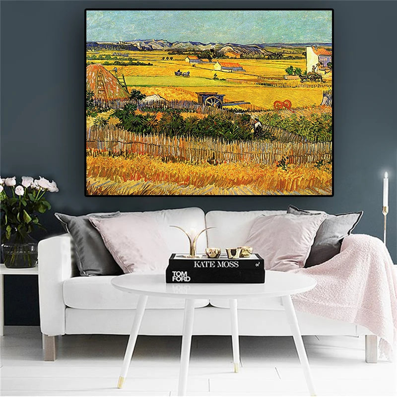 CowLost | harvest-at-la-crau-by-van-gogh-landscape-oil-painting-reproductions-on-canvas |9