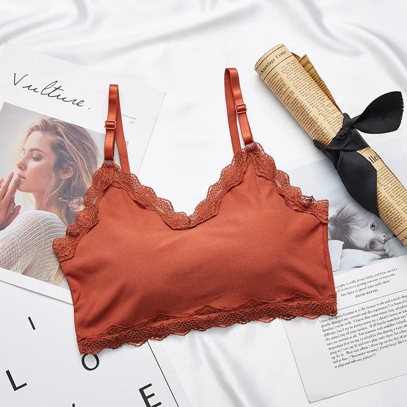 CowLost | product_id-seamless-wireless-lace-trim-tube-top-bralette-crop-top-for-women |18