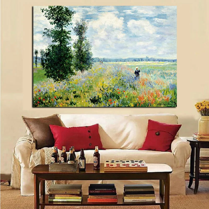 CowLost | print-claude-monet-poppies-at-argenteui-landscape-oil-painting-on-canvas |2