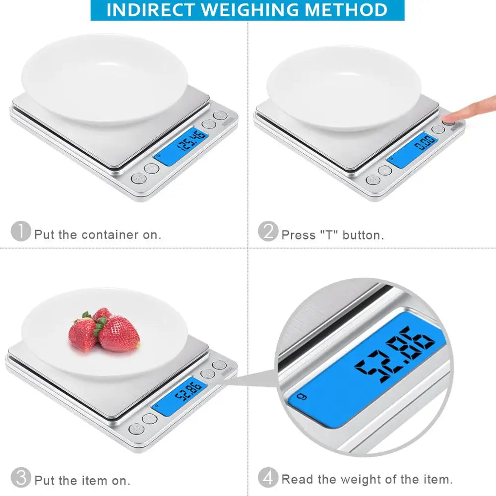 AMIR Mini Digital Kitchen Scale 500g/0.01g Stainless Steel LCD Display