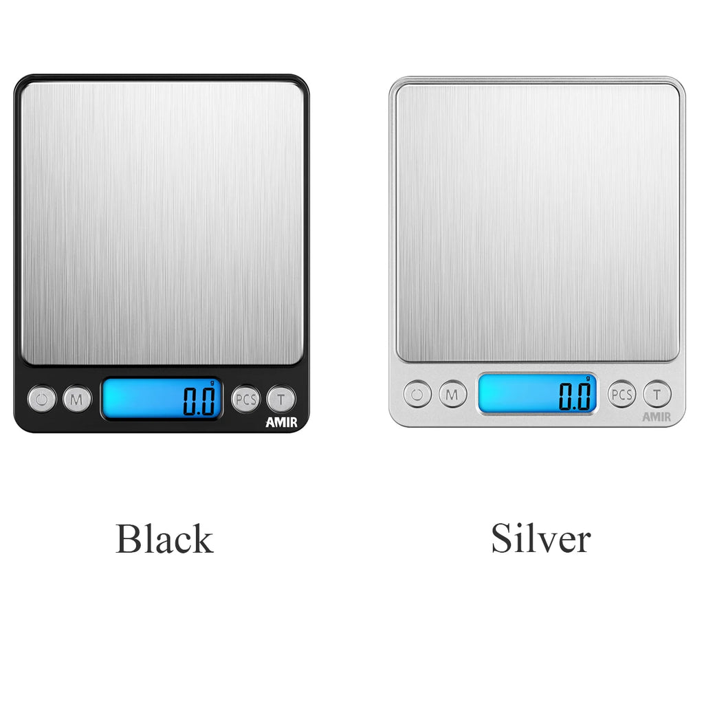 AMIR Digital Kitchen and Jewelry Scale 3kg/0.1g with Backlit LCD
