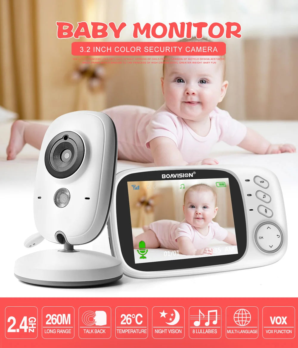 CowLost | 3-2-inch-color-lcd-wireless-video-baby-monitor-night-vision-5m-nanny-monitor-bebek-lullabies-surveillance-security-camera-vb603 |7
