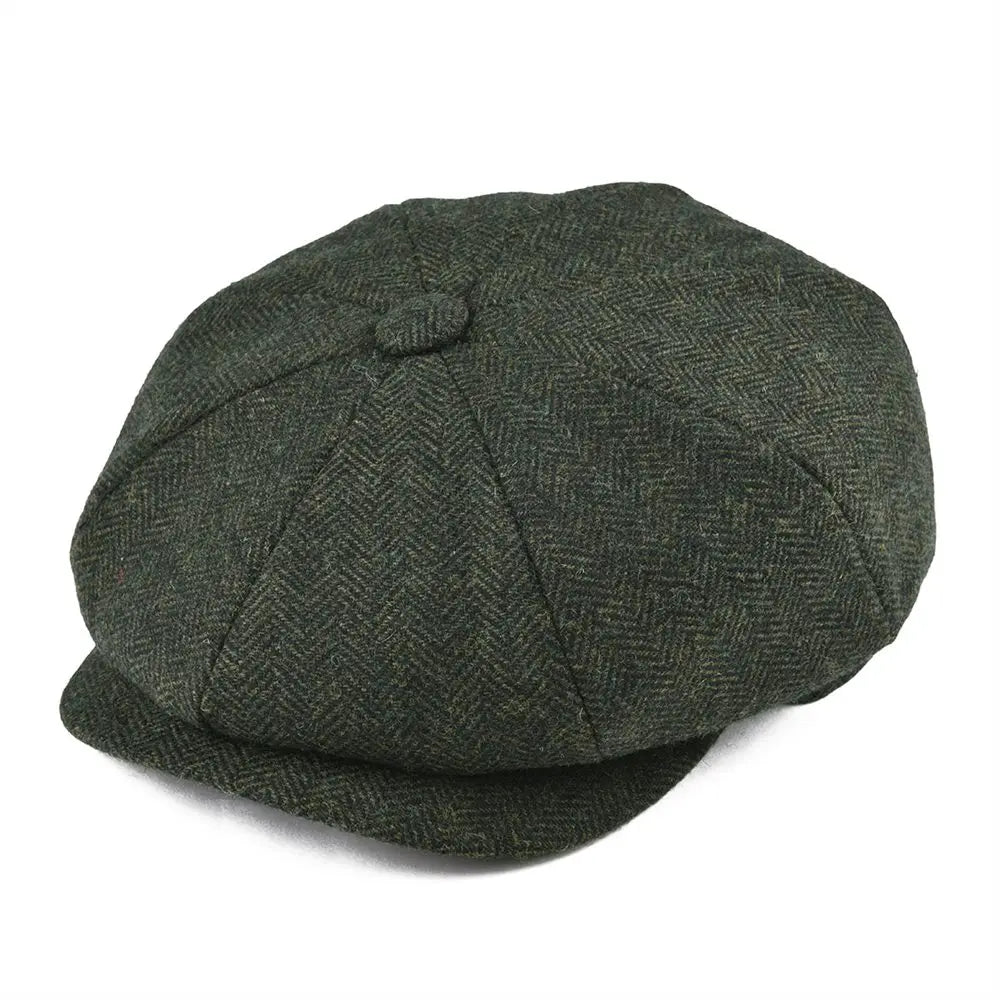 CowLost | botvela-wool-tweed-newsboy-cap-herringbone |14