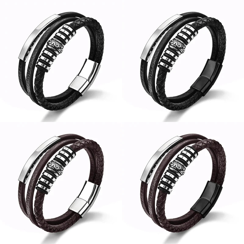 CowLost | badge-pass-holders-jiayiqi-mens-genuine-leather-fashion-bracelets-with-magnetic-clasp |5