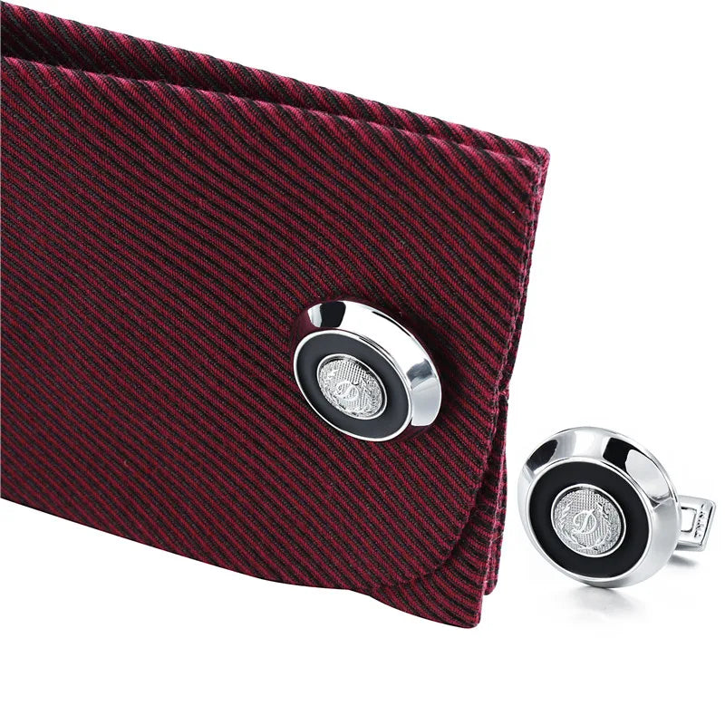 CowLost | clothing-accessories-hawson-d-initial-round-black-enamel-cufflinks-for-men |5
