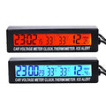 3-in-1 Digital Auto Car Voltage Meter with Temperature Thermometer, Clock, and Ice Alert, Blue Orange Backlight