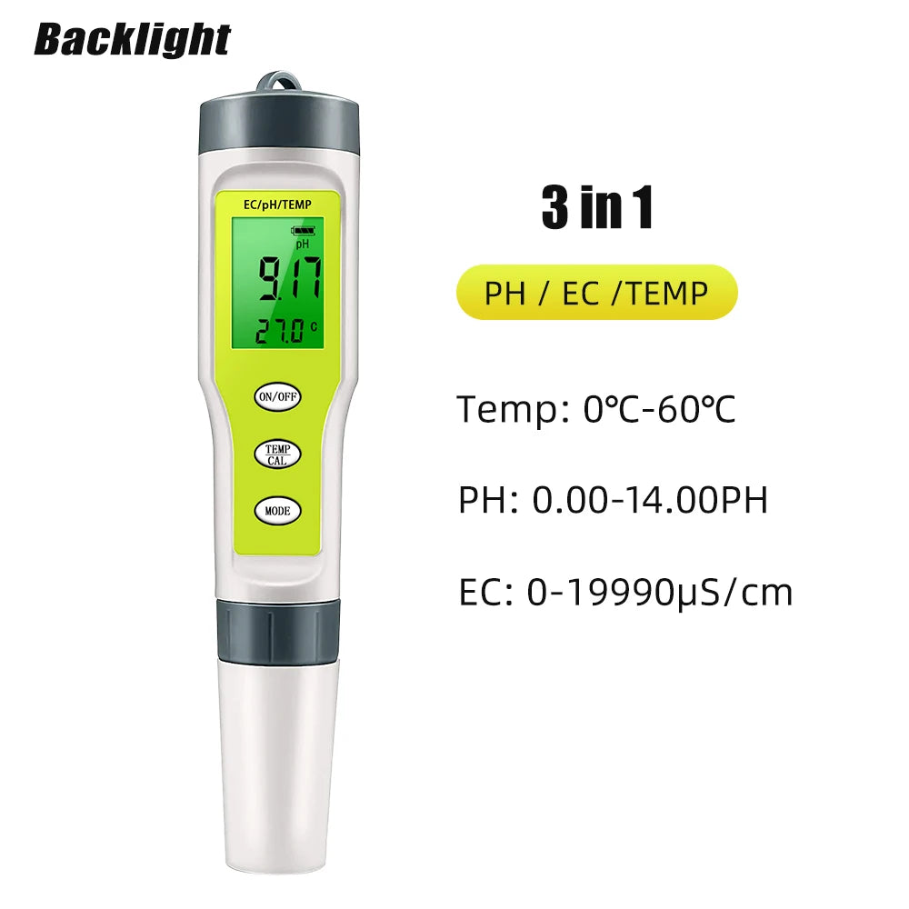 JUANJUAN 3-in-1 Digital PH/TDS/Temp Meter with ATC for Water Quality Testing