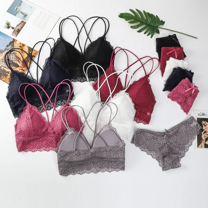CowLost | product_id-women-lace-wireless-push-up-bra-and-low-rise-panties-set |2