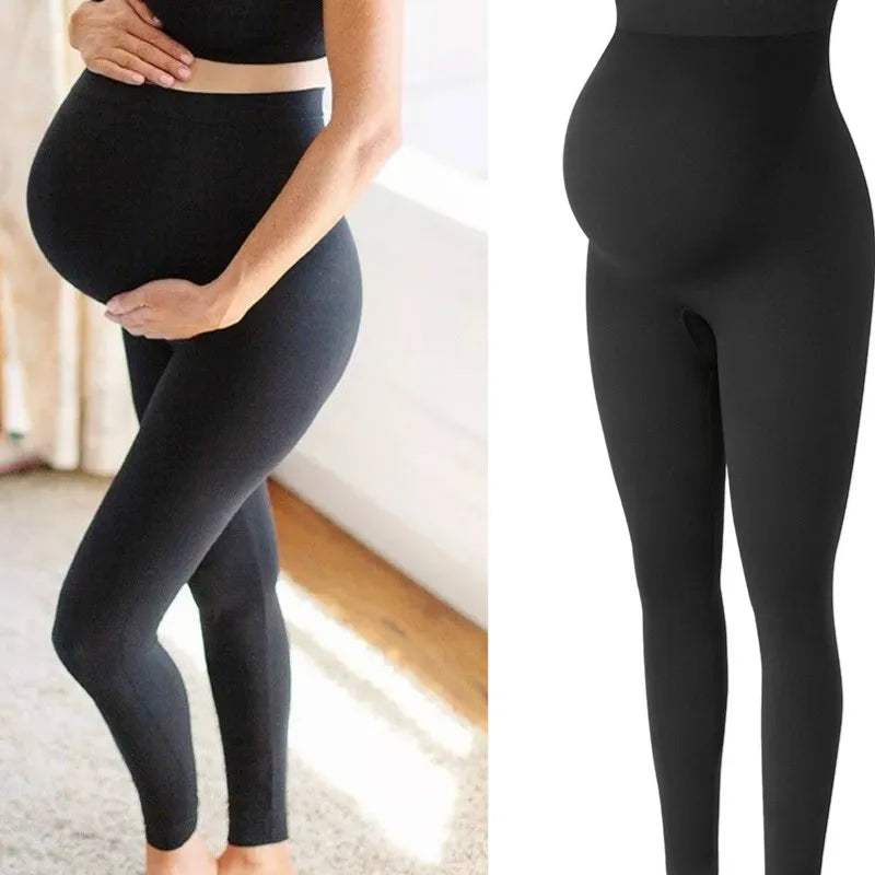 CowLost | product_id-high-waist-maternity-leggings-with-belly-support-skinny-knit-pants |1