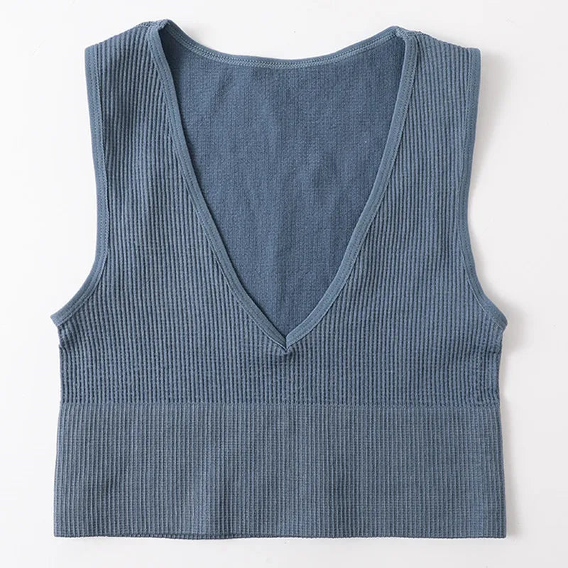 CowLost | product_id-women-seamless-v-neck-solid-crop-top-sports-bra-tank-m-xl |25