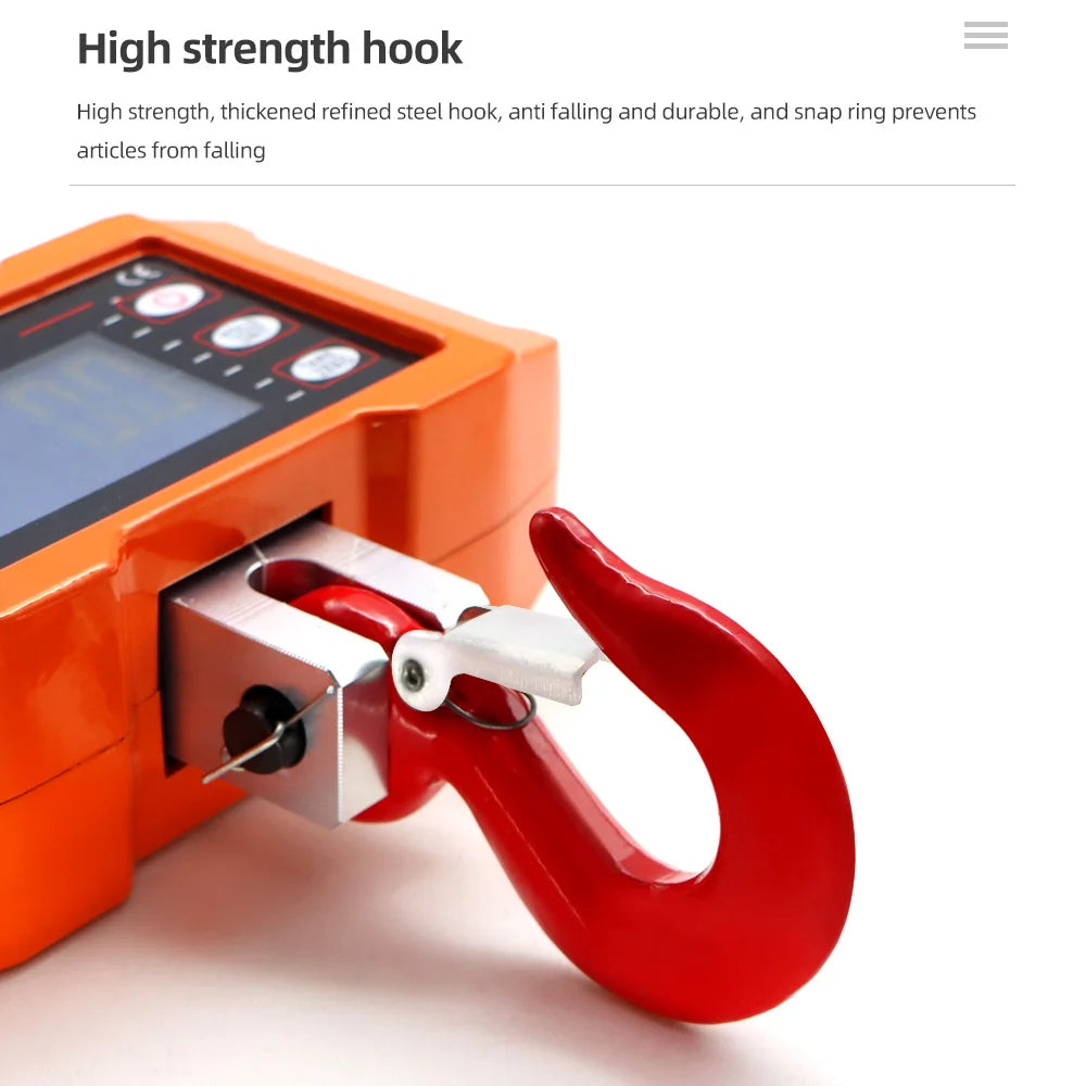 Digital Crane Scale 1000KG 1 Ton 2000lb LCD Heavy Duty Hanging Hook Balance