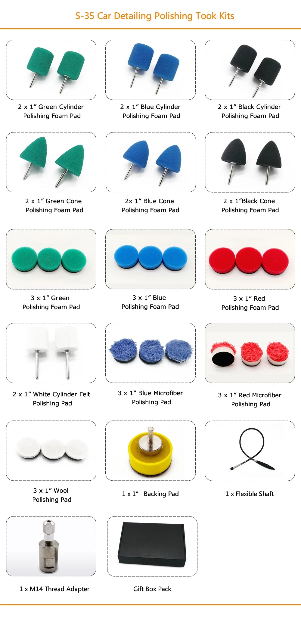CowLost | cdwts-mini-polishing-kit-for-car-beauty-detailing-polisher-extention-tools |8