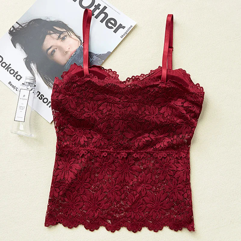 CowLost | product_id-womens-floral-lace-non-wire-bralette-with-adjustable-straps-and-removable-pads |11