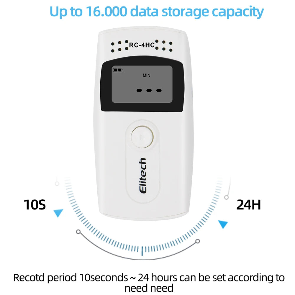 USB Temperature Data Logger Recorder 16000 Points with Built-in NTC Sensor for Warehouse and Refrigerated Transport