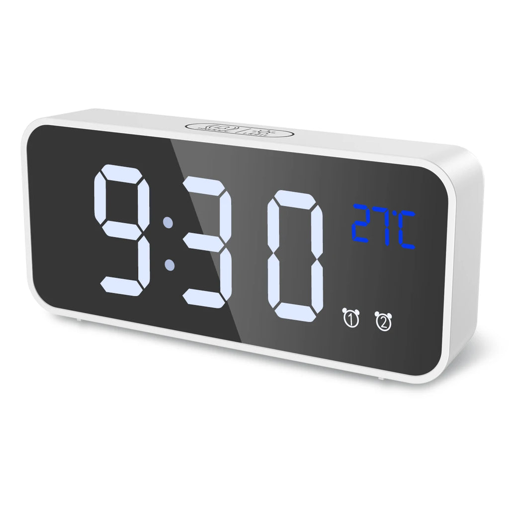 ORIA Digital LED Alarm Clock with Music, Snooze, Temperature, Voice Control, and Backlight