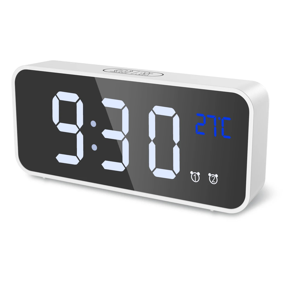 ORIA Digital LED Alarm Clock with Music, Snooze, Temperature, Voice Control, and Backlight