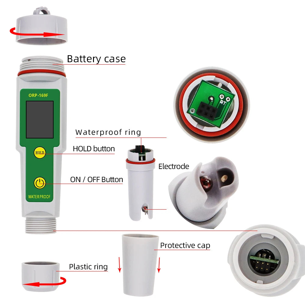 JUANJUAN ORP-169E/F Waterproof Digital ORP Meter Water Quality Tester with Backlight
