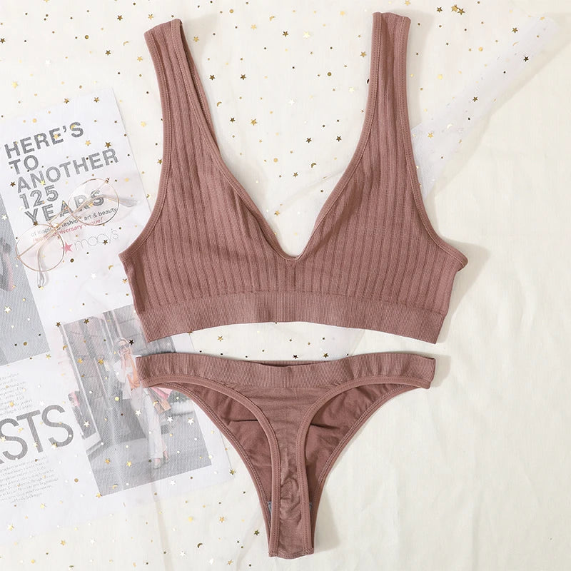 CowLost | product_id-seamless-wirefree-push-up-bra-low-waist-thong-set-with-ribbed-sport-bralette-for-women |26