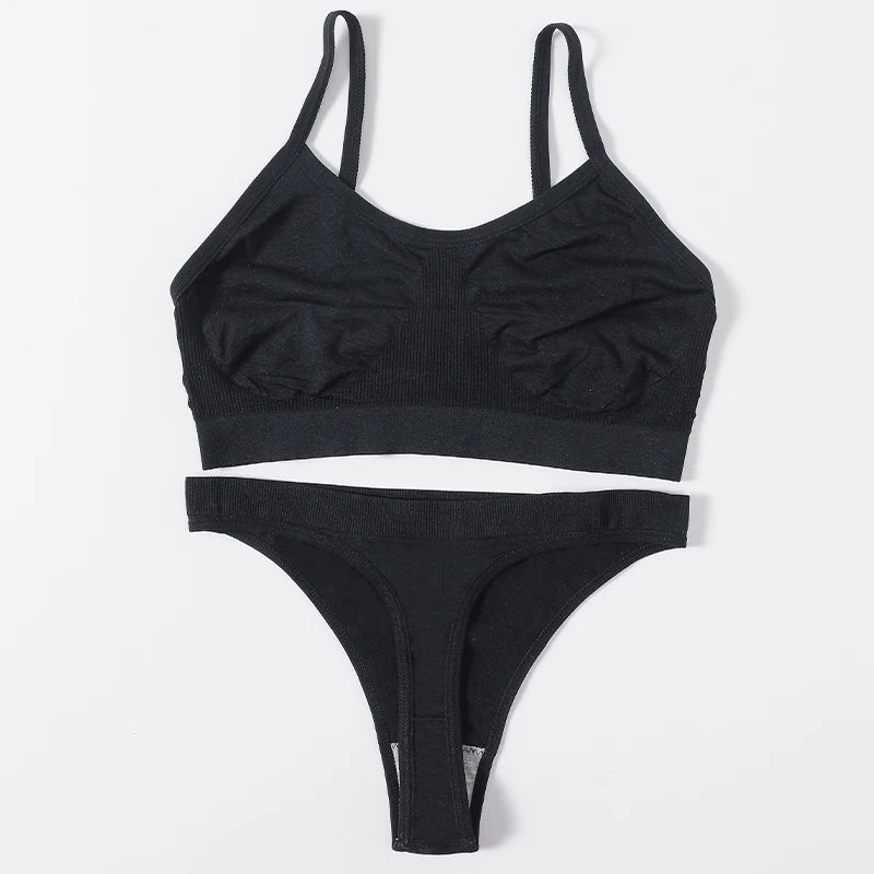 CowLost | product_id-women-seamless-wire-free-ribbed-high-leg-unlined-bralette-panties-set |21